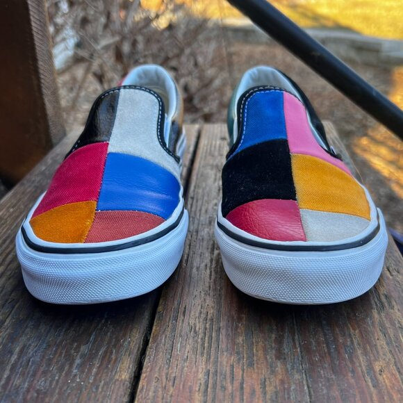 VANS CLASSIC SLIP ON PATCHWORK MULTI LEATHER CANVAS SNEAKERS WOMEN 6.5  MEN 5 - Picture 3 of 12